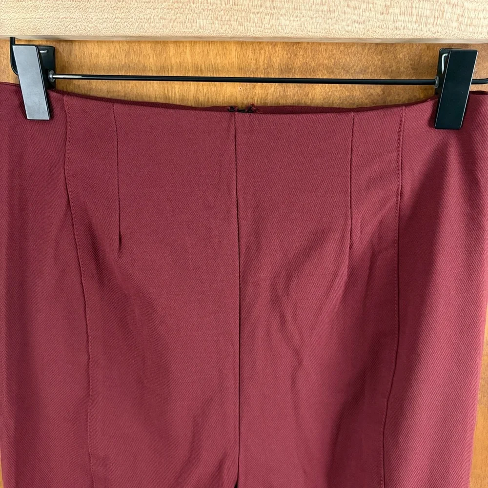 Free People Real Deal High Rise Slit Flare Pants Burgundy 70s Hippie Disco Boho